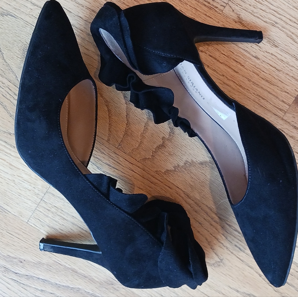 Chriatian Siriano Black Ruffle High Heels, Womens Size 11 - Picture 2 of 8